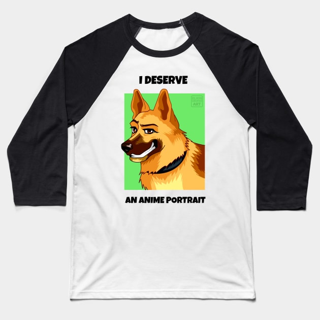 German Shepherd Dog: Anime Cartoon Portrait Baseball T-Shirt by elkingrueso